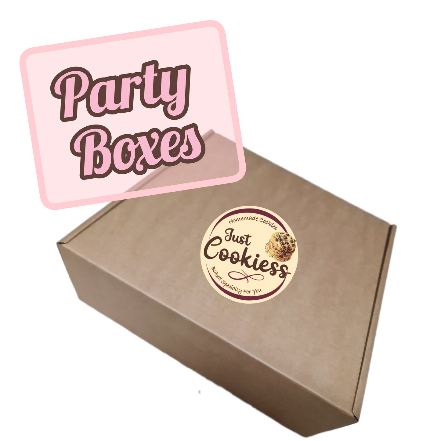 Party Box by Just Cookiess: 16 Soft and Chunky Artisan Cookies Assortment UK Delivery to your door